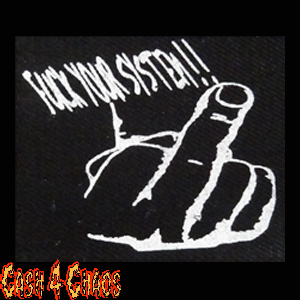 Fuck your System (Middle Finger) 3" x 2.5" Screened Canvas Patch "Unfinished"