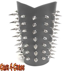 GAUNTLET 1/2" & 1" SPIKES ARMBAND WITH BUCKLE, 8" X 9" WIDE 100% LEATHER (ARM1O3)
