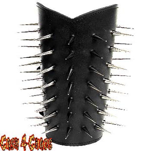 GAUNTLET 1 1/2" TALL SPIKES ARMBAND WITH BUCKLE, 8" X 9" WIDE  100% LEATHER (ARM 112 )