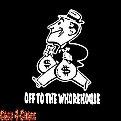 Off To The Whorehouse Screen printed canvas back patch