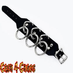 3 Ring Bondage Braclet 100% Leather (BC166)