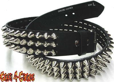 3 ROW BRITISH CONE STUD BELT 100% LEATHER (BRITISHCONEBELT3) – Cash 4 Chaos