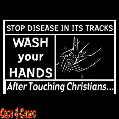 Wash Your Hands After Touching Christians Screened Canvas Back Patch