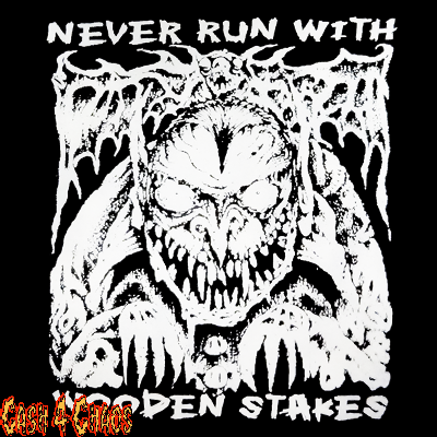 Never Run with Wooden Stacks Screened Canvas Back Patch