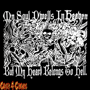 Wood Burning - My Soul Dwells in Heaven, But My Heart Belongs to HELL Screened Canvas Back Patch