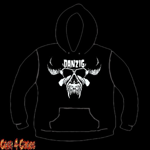 Danzig Skull Logo Screen Printed Pullover Hoodie