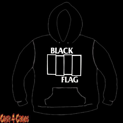 Black Flag Bars Logo Design Screen Printed Pullover Hoodie