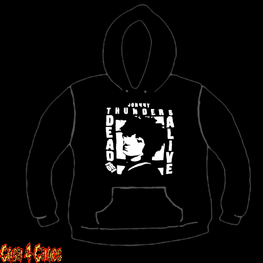 Johnny Thunders Dead or Alive Design Screen Printed Pullover Hoodie
