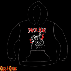 Mad Sin Horsemen White & Red Logo Design Screen Printed Pullover Hoodie