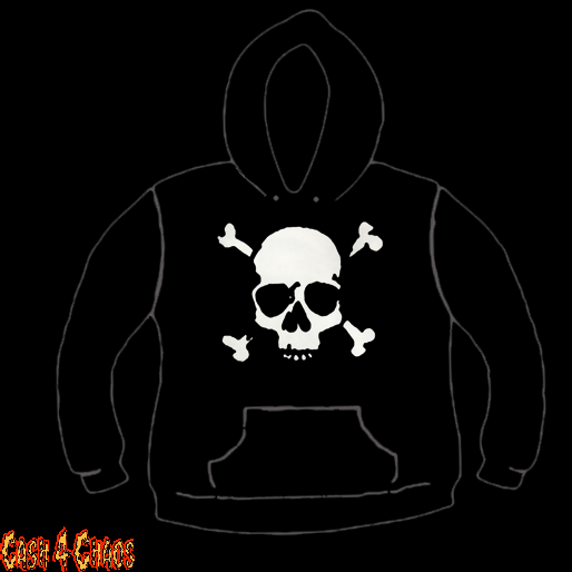 Skull & Cross Bones Design Screen Printed Pullover Hoodie