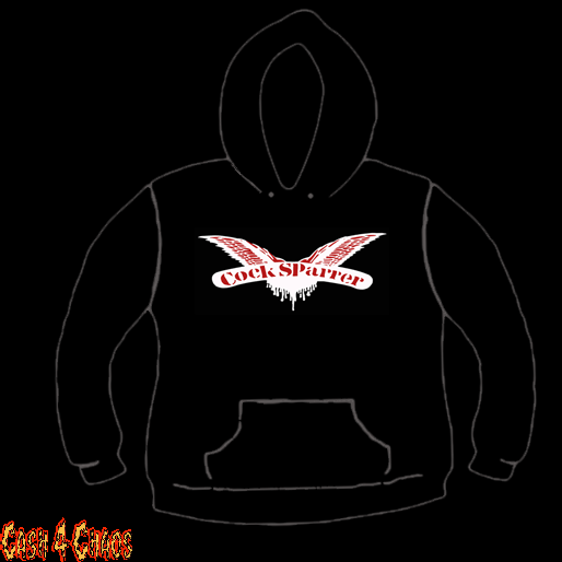 Cock Sparrer Red & White Logo Design Screen Printed Pullover Hoodie