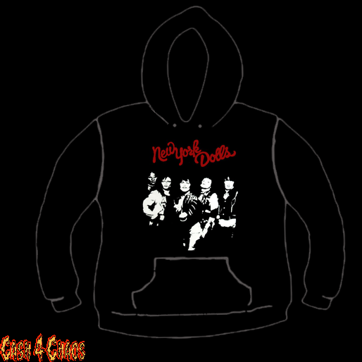 New York Dolls Red & White Design Screen Printed Pullover Hoodie