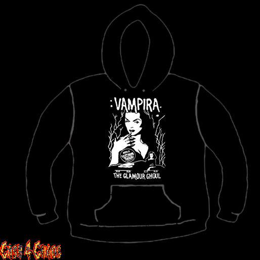 Vampira 50's Glamour Ghoul Design Screen Printed Pullover Hoodie