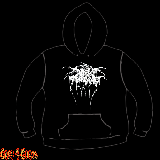 Dark Throne Logo Black Metal Design Screen Printed Pullover Hoodie