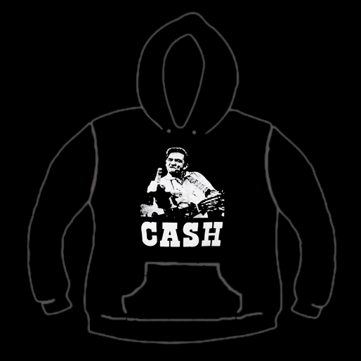 Johnny Cash Flippin The Bird Screen Printed Pullover Hoodie