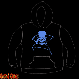 Haunted Mansion Hat Box Ghost Lite Blue Design Screen Printed Pullover Hoodie
