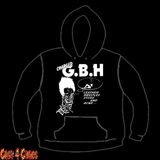 GBH Leather, Bristles, Studs & Acne L.P. Design Screen Printed Pullover Hoodie