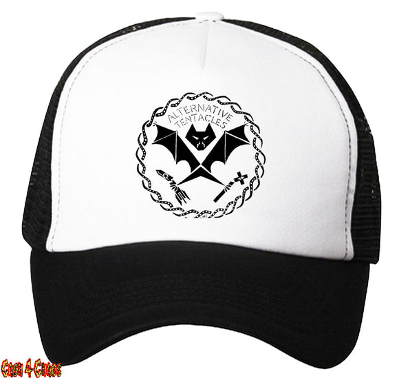 Alternative Tentacles Heat Transfer Black & White Snap Back Trucker Hat