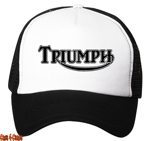 Triumph Motorcycle Heat Transfer Snap Back Black Trucker Hat