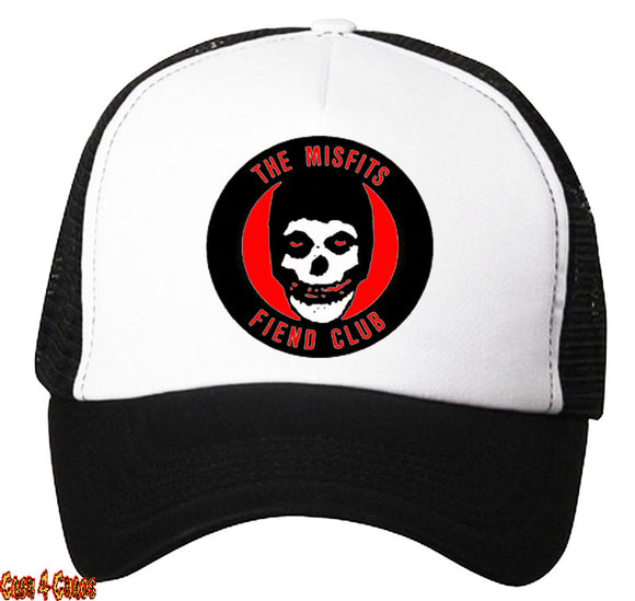 Misfits Fiend Club Heat Transfer Black & White Snap Back Trucker Hat